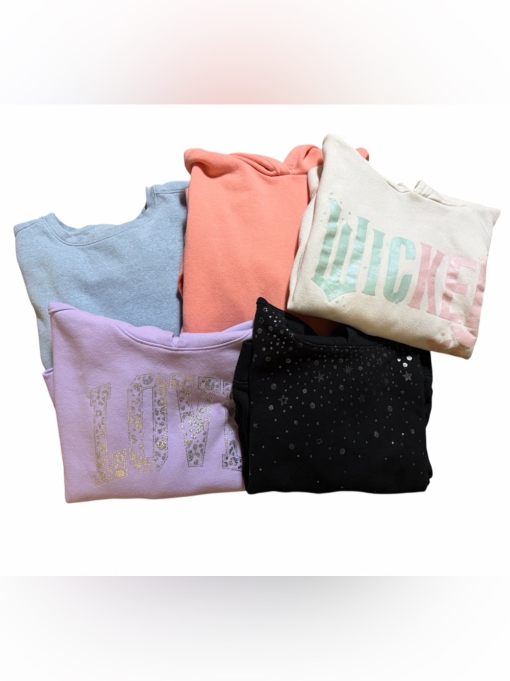 Cat & Jack Girls Sweatshirt Bundle - Blue, Coral, Cream, Lavender, Black